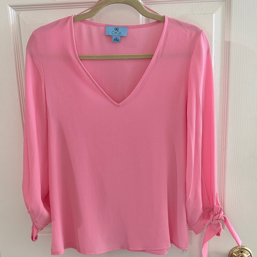 CeCe Pink V-Neck Women's Top